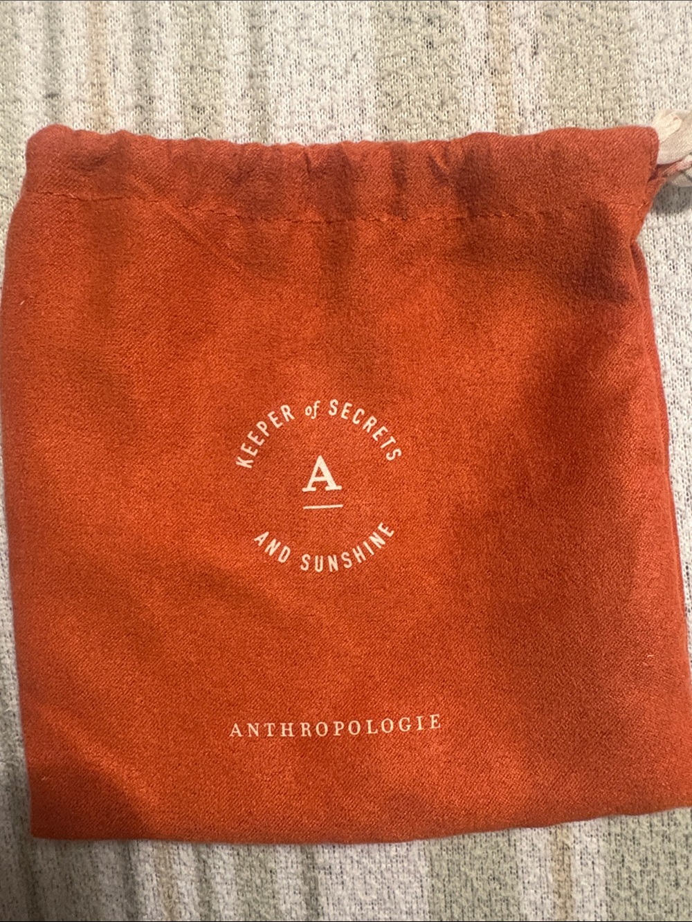 Anthropologie Rust Orange Drawstring Logo Pouch